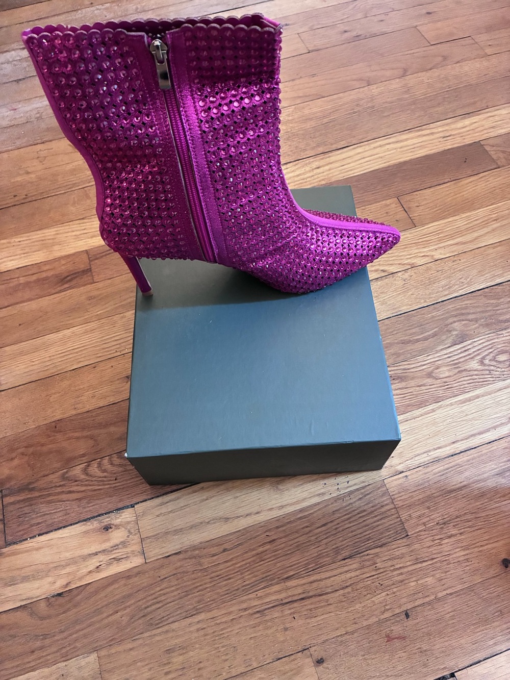 Women’s Purple Crystal-Embellished Ankle Boot